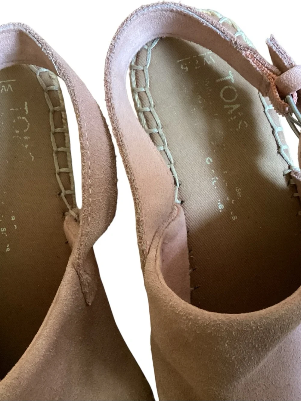 Toms Pink Suede Monica Espadrille Wedge Sandals size 7.5